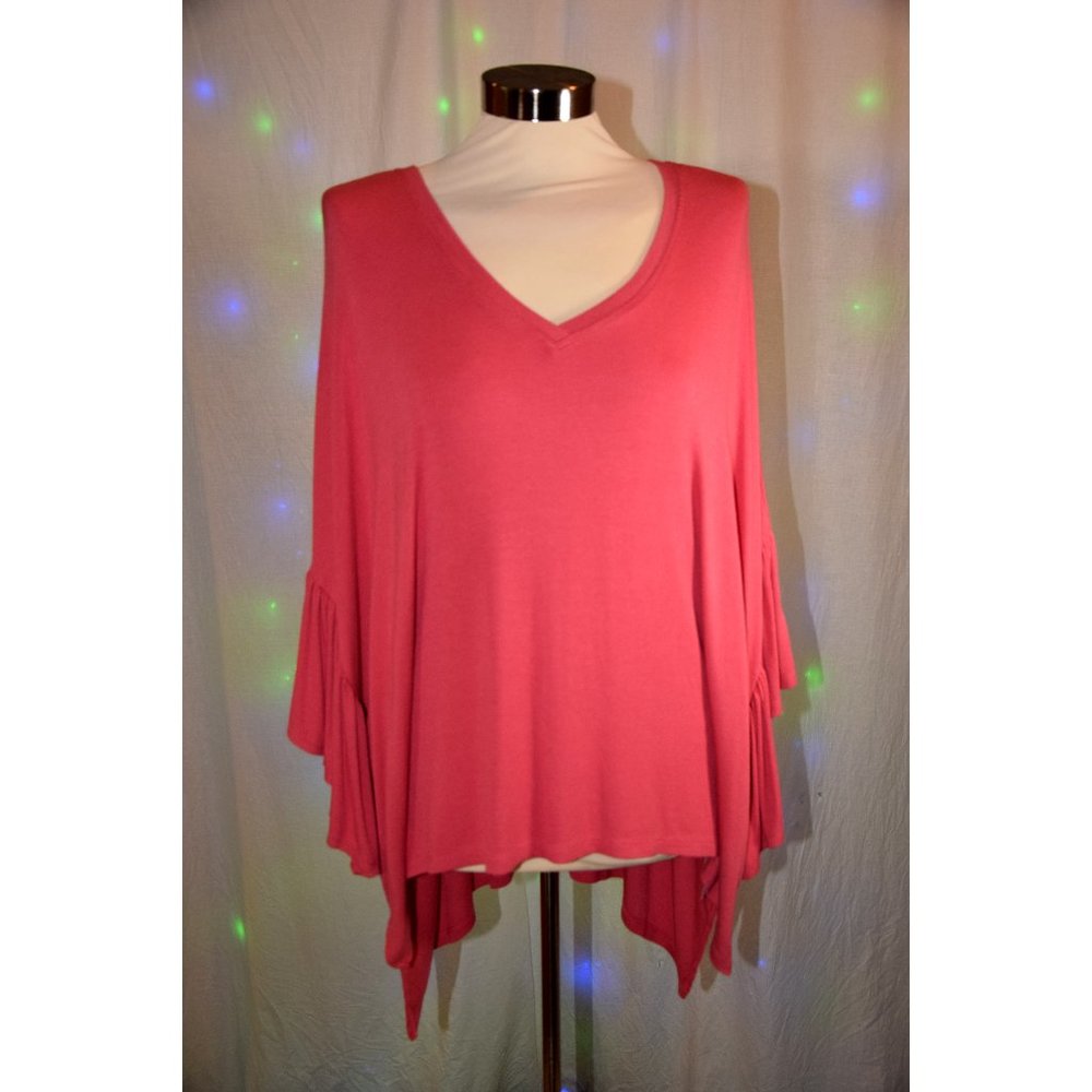 Anthro  Akemi + Kin Coral Capa V-Neck Tunic  size M/L